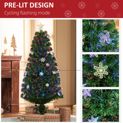 5ft Pre-Lit Fibre Optic Christmas Tree with Multicolour LEDs, Bows & Star