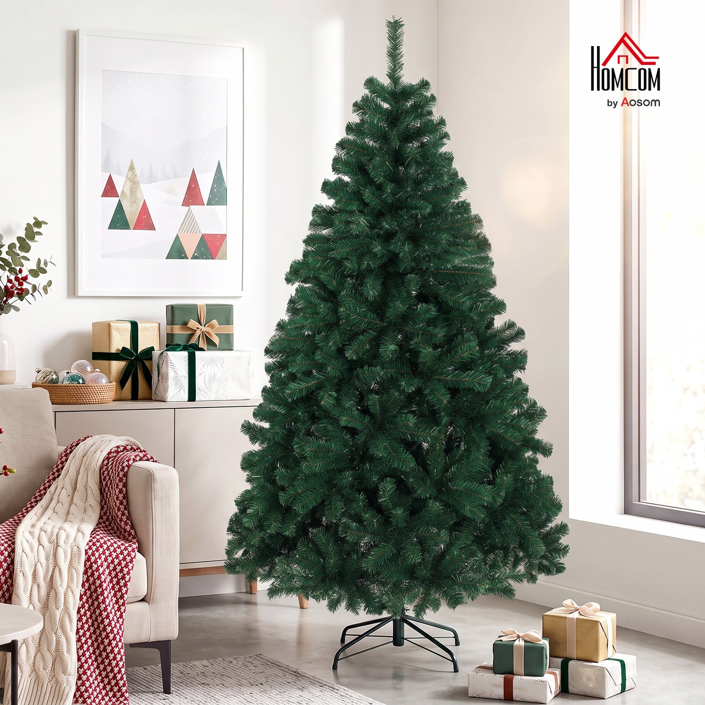 Artificial Christmas Tree with Hinged Design, 180cm Fir Tree