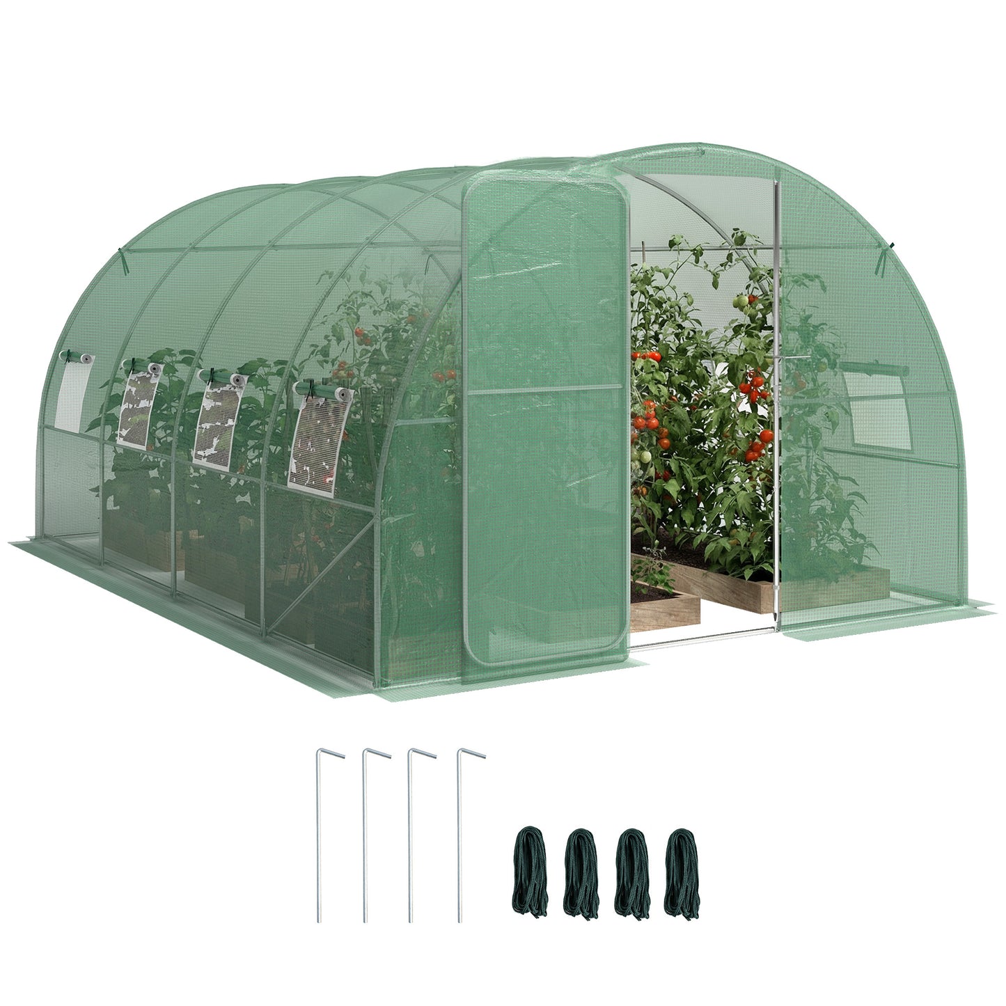 3 x 4 m Walk-in Polytunnel Greenhouse with 8 Windows, Garden Tunnel