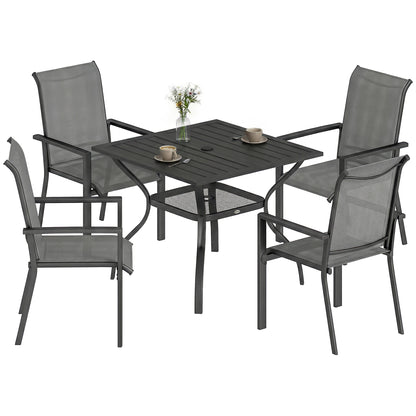 5 Pieces Outdoor Dining Set for 4, Patio Furniture Set, Dark Grey