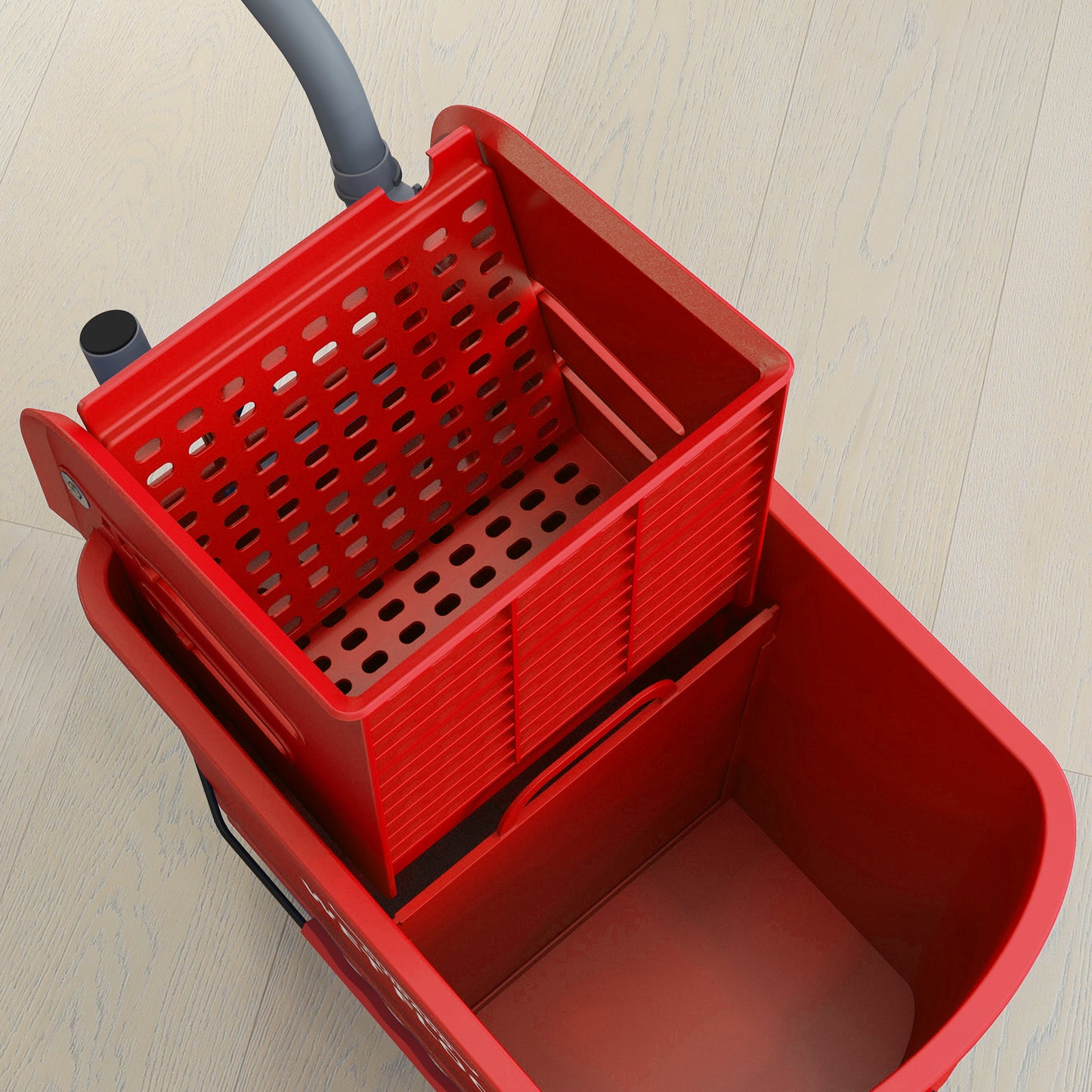 20L Mop Bucket with Wringer Handle on Wheels for Floor Cleaning Red