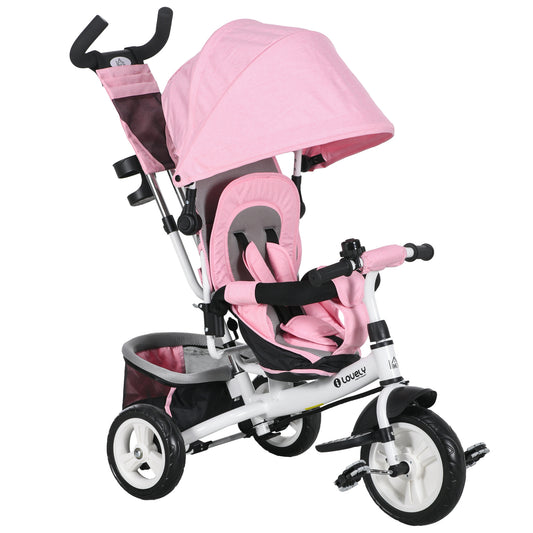 6 in 1 Kids Trike, Stroller with Parent Handle, Pink