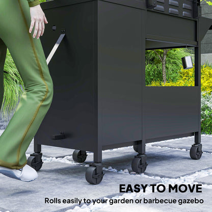 9.5 kW Gas Barbecue with 3+1 Burner, Storage Cabinet and Shelves