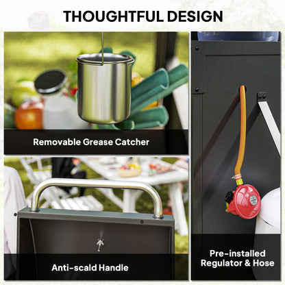 9.5 kW Gas Barbecue with 3+1 Burner, Storage Cabinet and Shelves