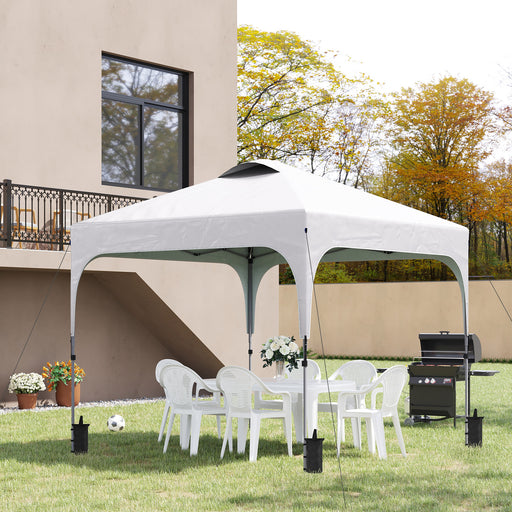 3 x 3 (M) Pop Up Gazebo, Foldable Canopy Tent with Carry Bag with Wheels and 4 Leg Weight Bags for Outdoor Garden Patio Party, White