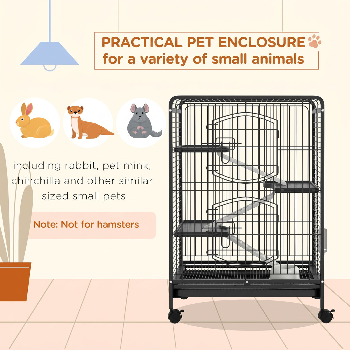 4-Level Small Animal Cage with Ramps (Not for Rats, Hamsters or Guinea Pigs) - Black