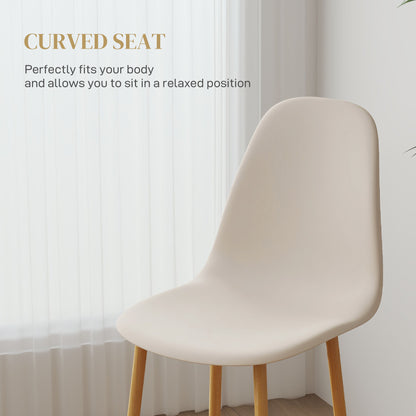 Dining Chairs Set of 4 w/ Curved Back, Steel Legs, Khaki