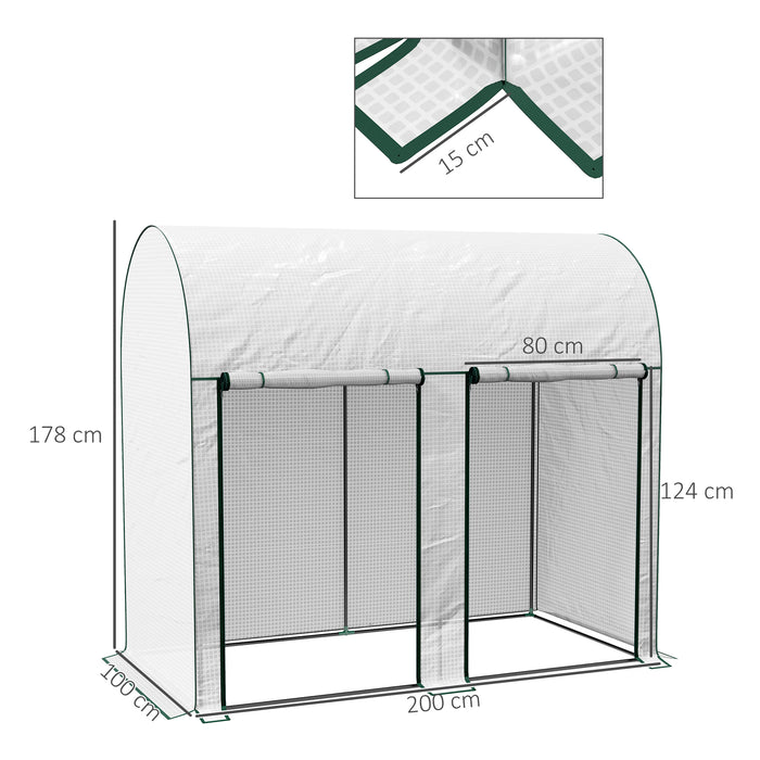 200 x 100 x 178cm Small Tomato Greenhouse with Roll-up Zipped Doors