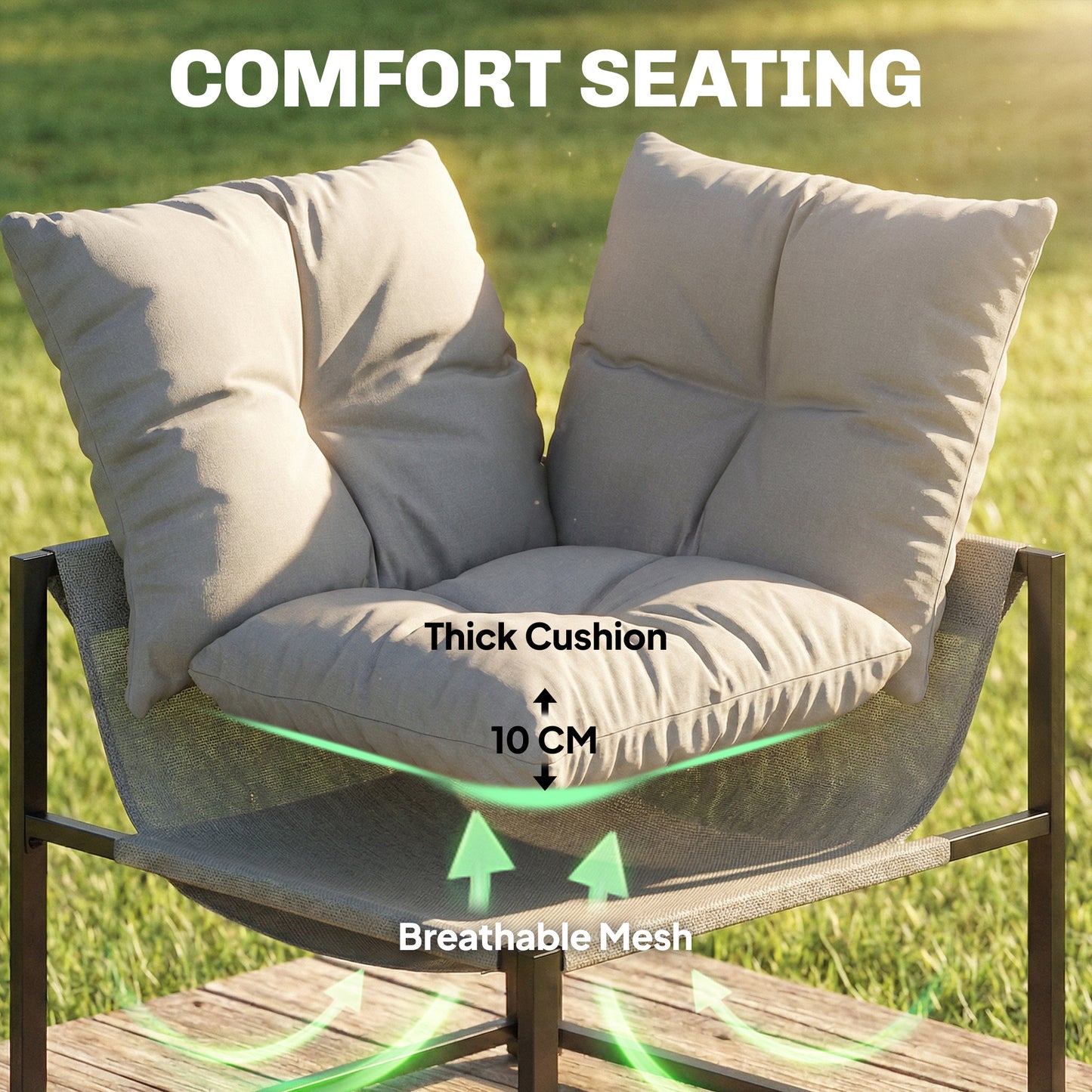 4 Piece Garden Furniture Set with Cushions Coffee Table, Grey