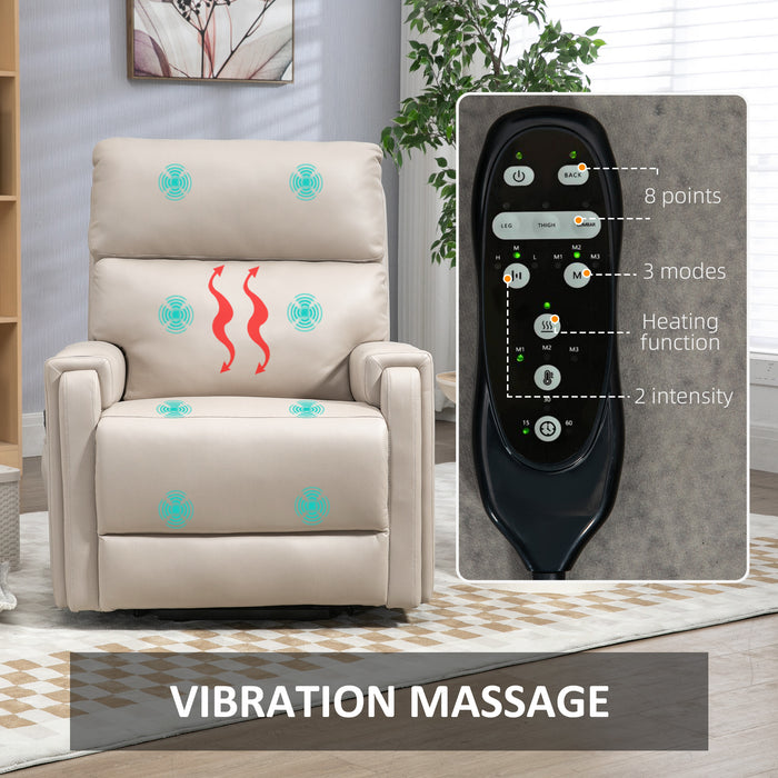 Lift Chair, Electric Riser and Recliner Chair with Vibration Massage, Heat, Cup Holders, Side Pockets, Beige