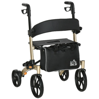 Folding Rollator with Cane Holder, Adjustable Handle Height