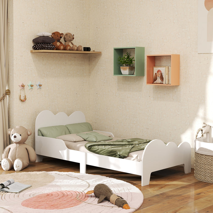 Cloud-Themed Toddler Bed with Safety Rails, 143.5 x 74.5 x 56cm