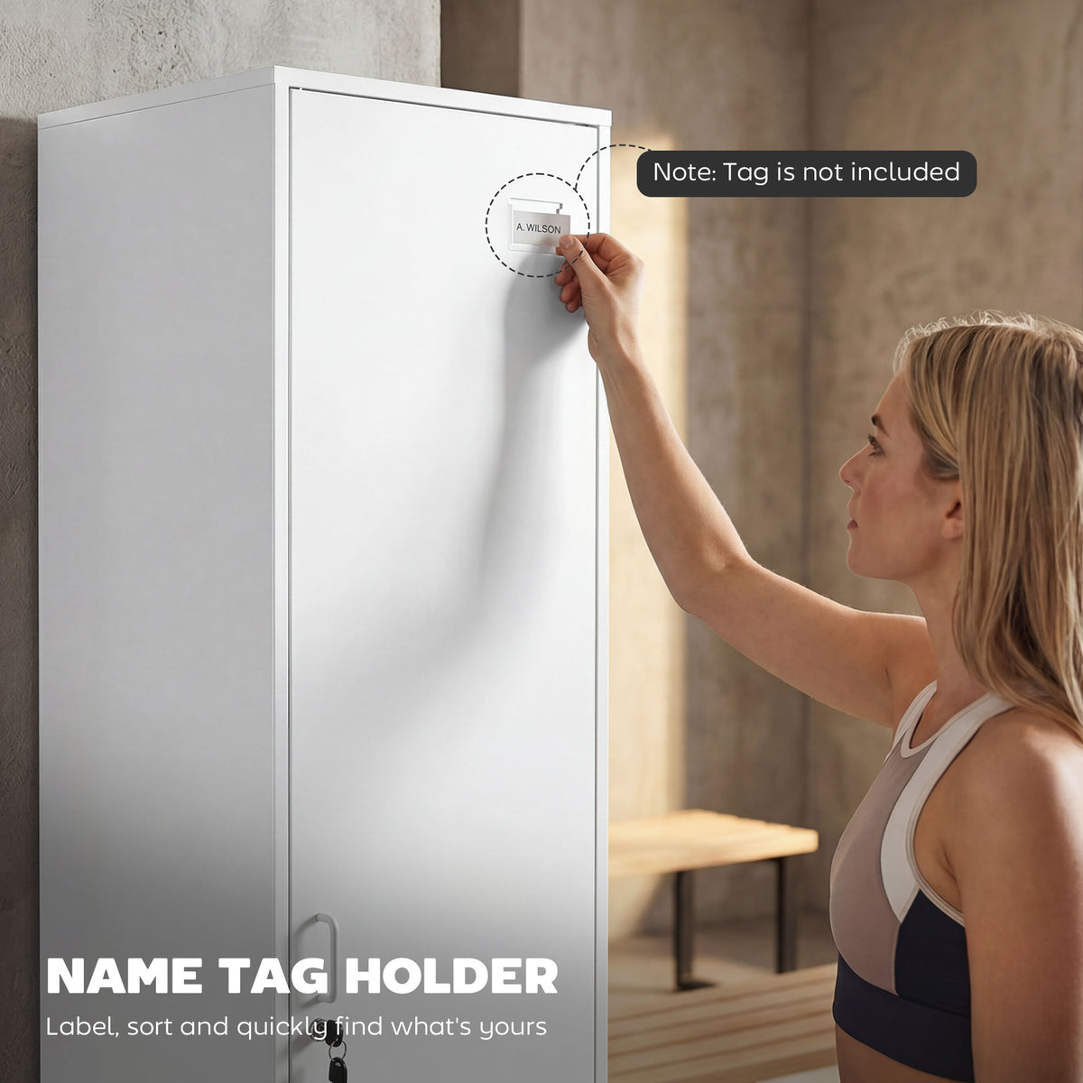 Lockable Steel Storage Locker with Hanging Rail and Shelf - White