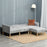 L Shape Sofa Bed Set, Linen Fabric Corner Sofa Bed with Rubber Wood Legs and Footstool, Grey