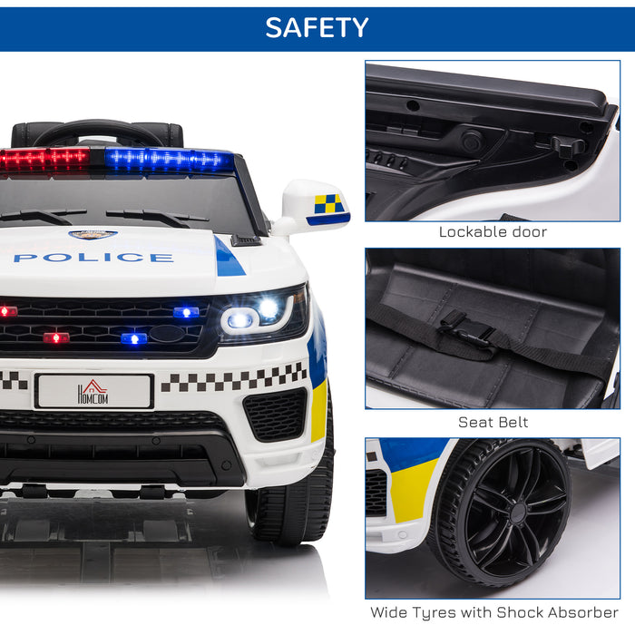 12V Kid Electric Ride On Police Car w/ Remote Siren Bluetooth 3-6 Years