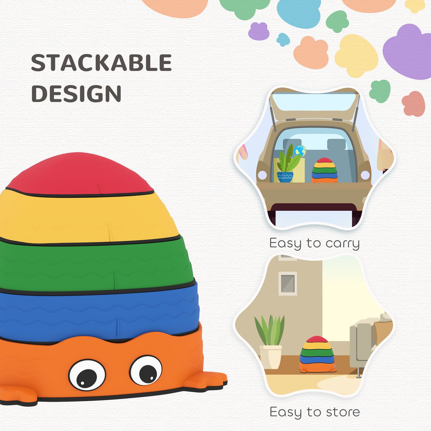 5PCS Kids Stepping Stones, Frog-Shaped Balance Stepping Stones