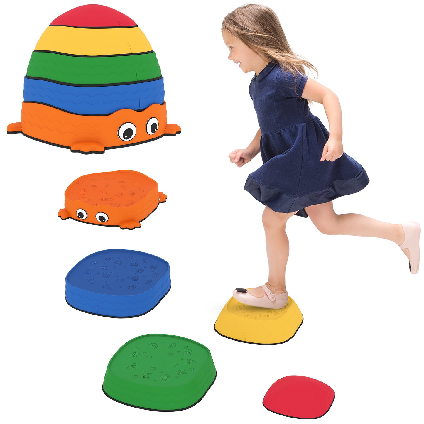 5PCS Kids Stepping Stones, Frog-Shaped Balance Stepping Stones