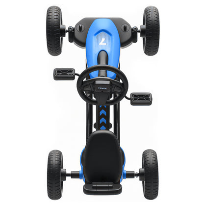Pedal Go-Kart for Kids with Silent EVA Wheels, Metal Frame, Blue