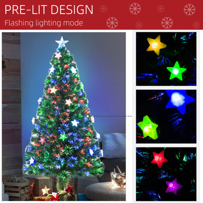 5FT Prelit Artificial Christmas Tree Fibre Optic LED Light Decoration