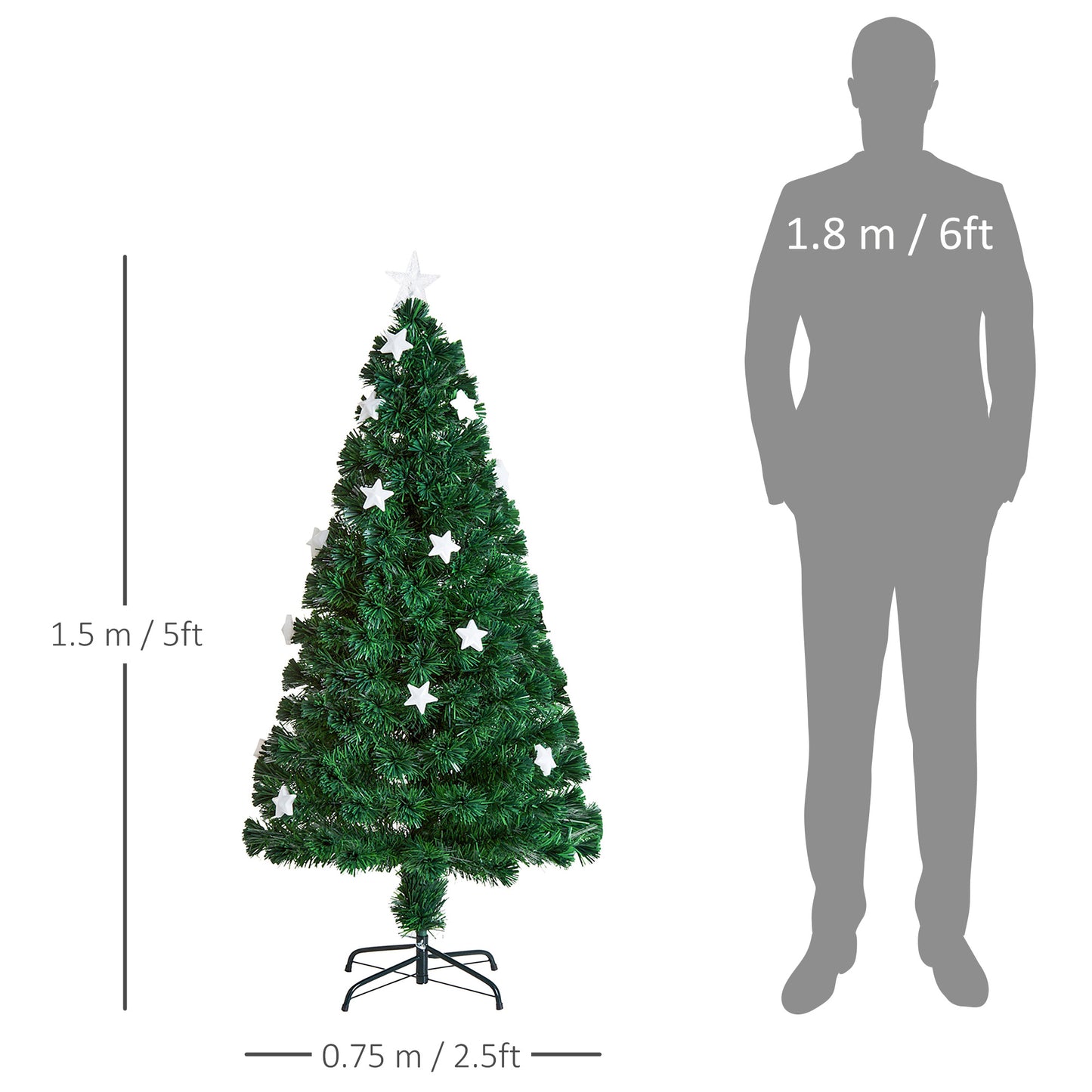 5FT Prelit Artificial Christmas Tree Fibre Optic LED Light Decoration