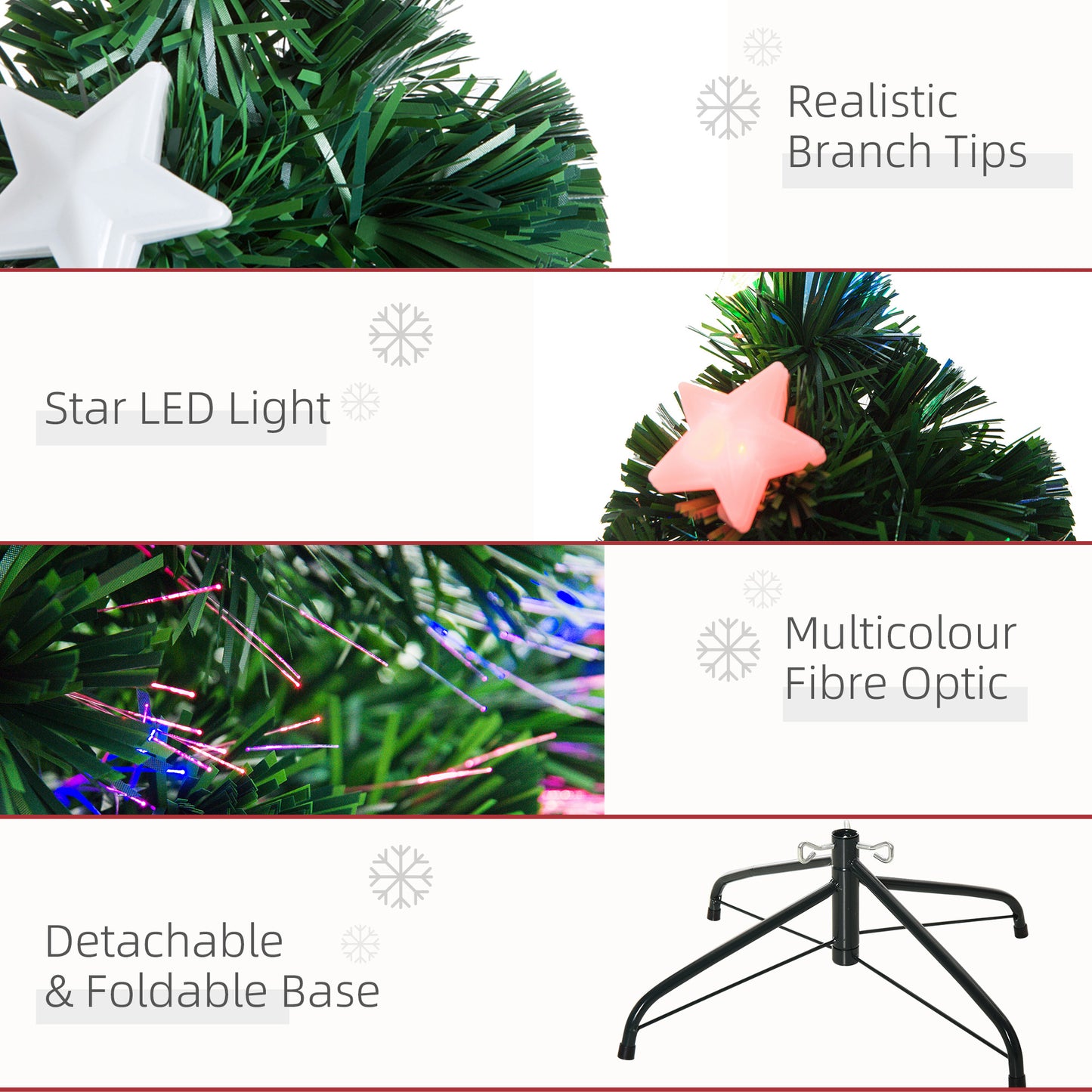 5FT Prelit Artificial Christmas Tree Fibre Optic LED Light Decoration