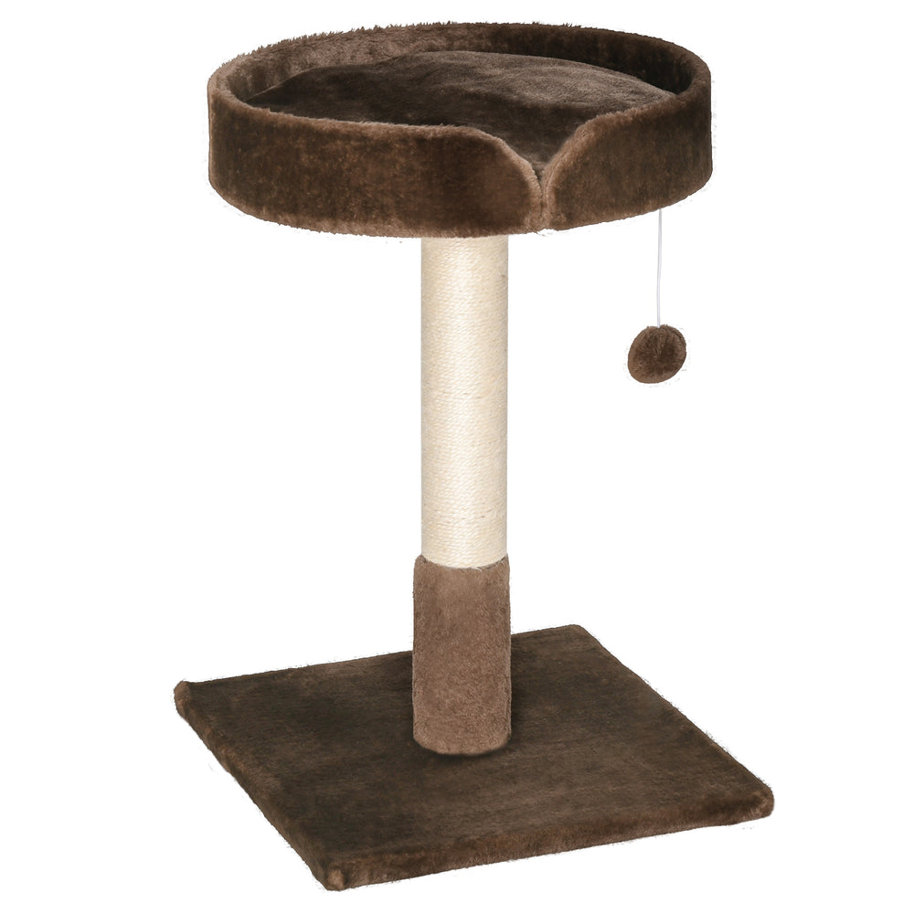 Small Cat Tree for Indoor Cats with Sisal Scratching Post Kitten Bed Cushion Ball Toy, Brown, 45x45x70 cm