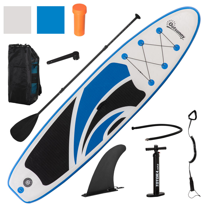 10'6" x 30" x 6" Inflatable Paddle Stand Up Board, Adjustable Aluminium Paddle Non-Slip Deck Board with ISUP Accessories, 320L x 76W x 15H cm