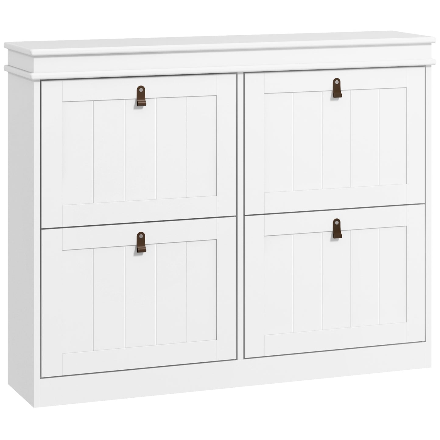 Slim Shoe Cabinet with Adjustable Shelves for Hallway, White