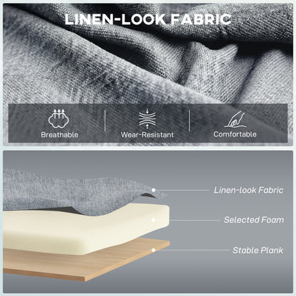 2 Seater Sofa, Small Sofa with Wing Back, Thick Seat, Light Grey