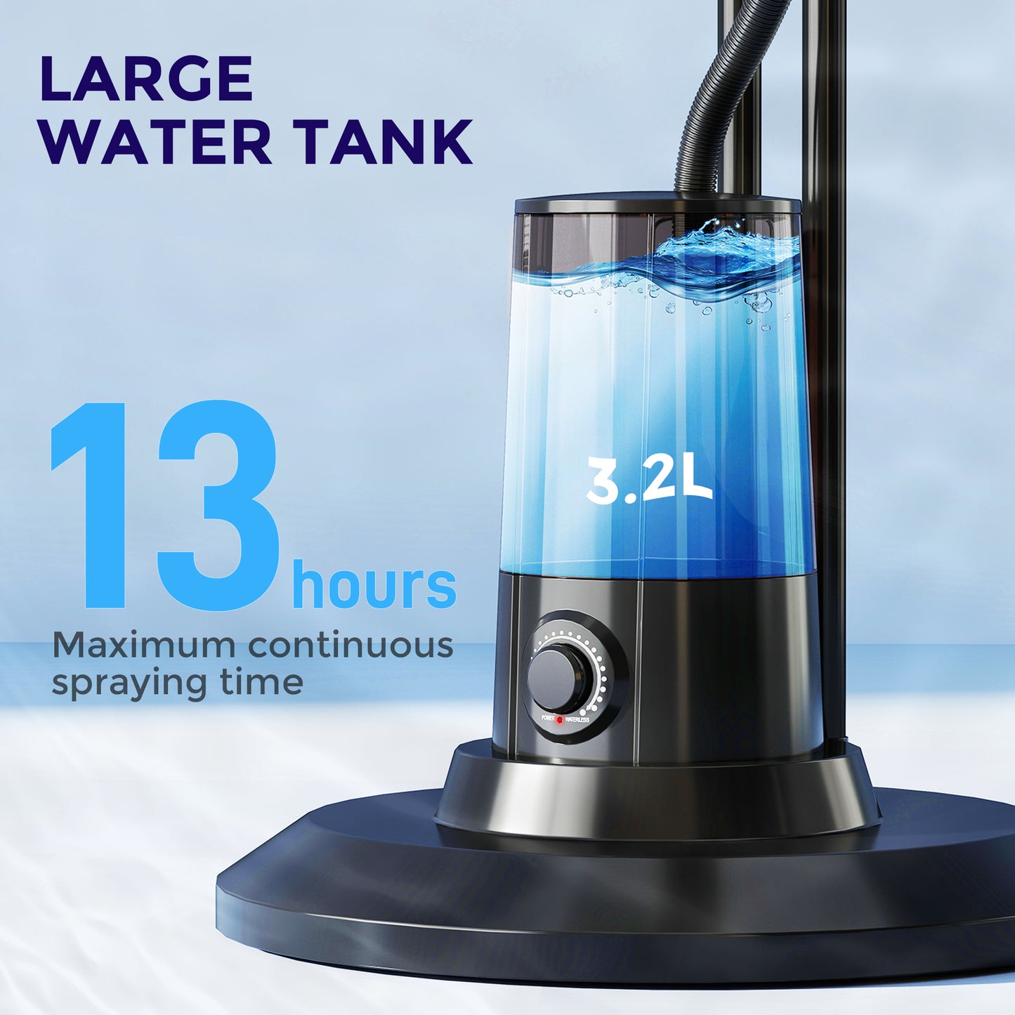 Spray Misting Fan, Pedestal Fan w/ Oscillation, Tilt, 4 Speeds