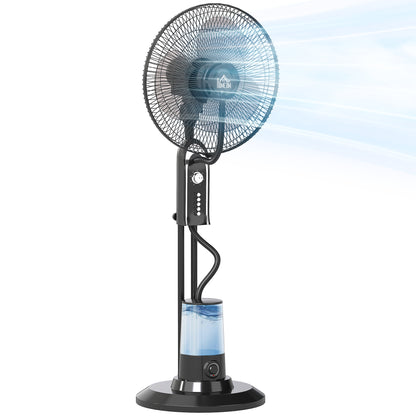 Spray Misting Fan, Pedestal Fan w/ Oscillation, Tilt, 4 Speeds