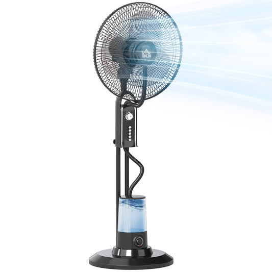 Spray Misting Fan, Pedestal Fan w/ Oscillation, Tilt, 4 Speeds