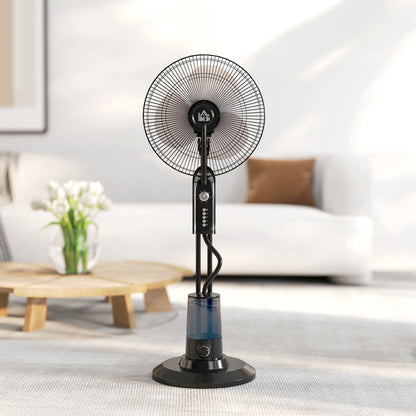 Spray Misting Fan, Pedestal Fan w/ Oscillation, Tilt, 4 Speeds