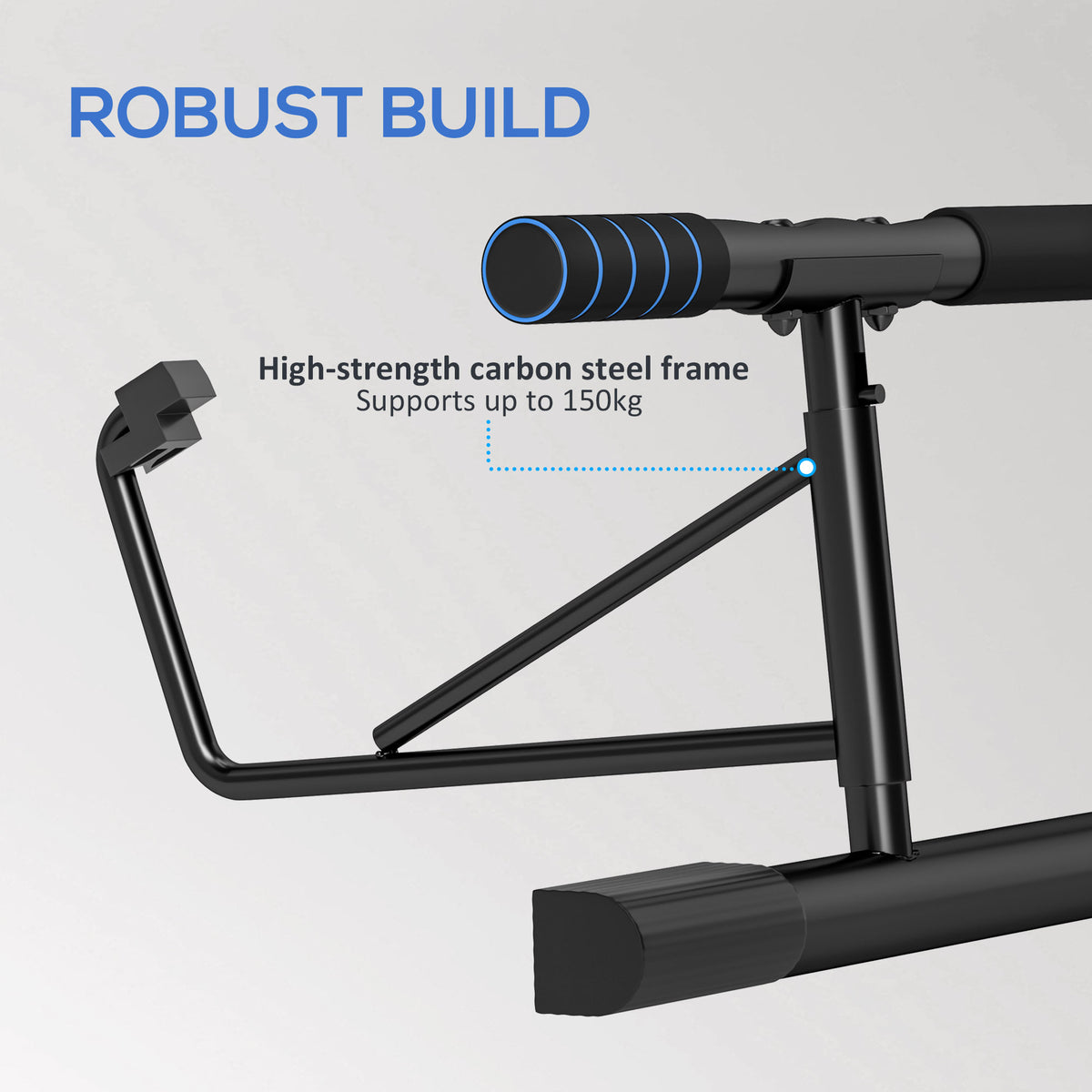 Folding Doorway Pull-Up Bar with Resistance Band for 70-90cm Frames - Blue & Black