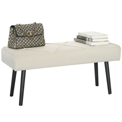 Upholstered Hallway Bench with X-Shape Design and Legs, Cream