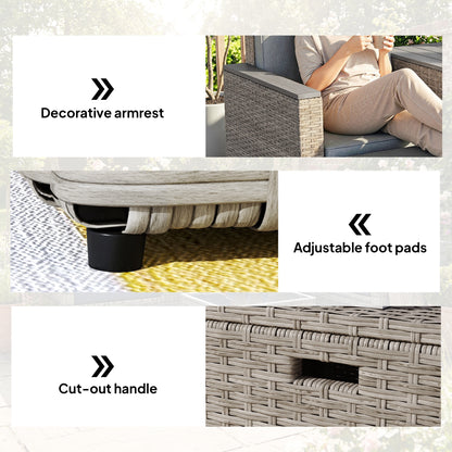 5 Piece Rattan Garden Furniture Set w/ Storage Table, Dark Grey