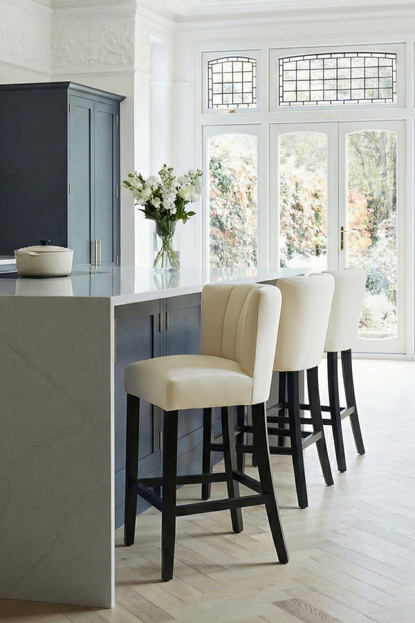 Set of 2 Hatfield counter stools - Cream faux leather