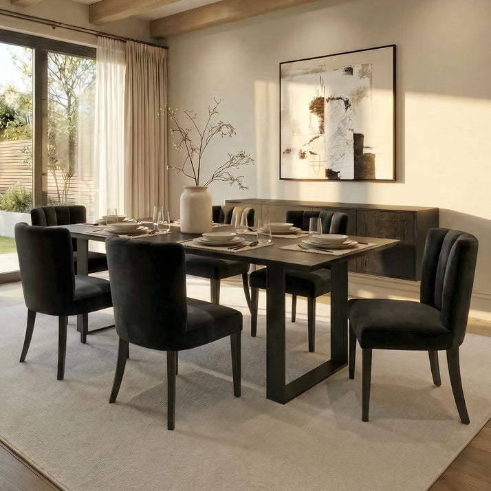 Set of 2 Hatfield Dining Chairs - Black Velvet