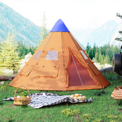 6-7 Person Large Family Party Camping Tent W/ Carrying Bag, Orange