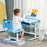 Kids Study Desk and Chair Set w/ USB Lamp, Adjustable Height, Blue