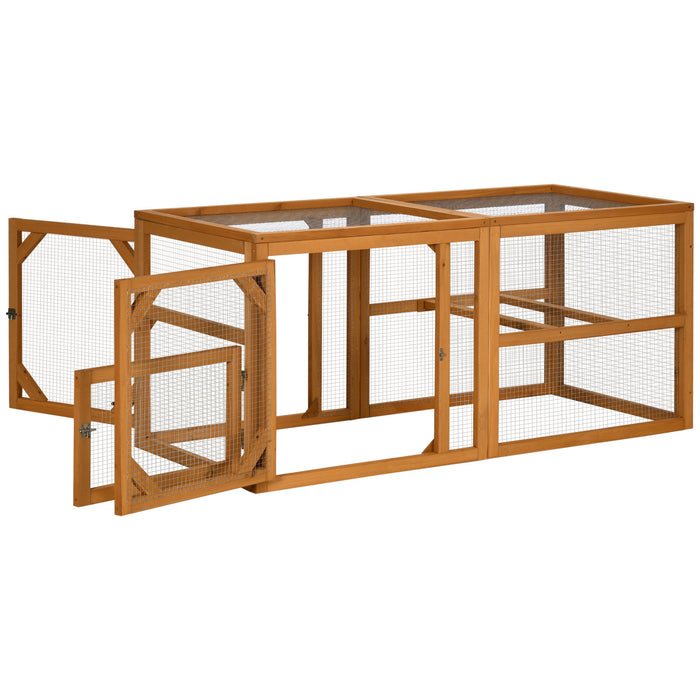 Wooden Chicken Coop with Perches, Doors, Combinable Design, for 2-4 Chickens - Natural Wood Colour