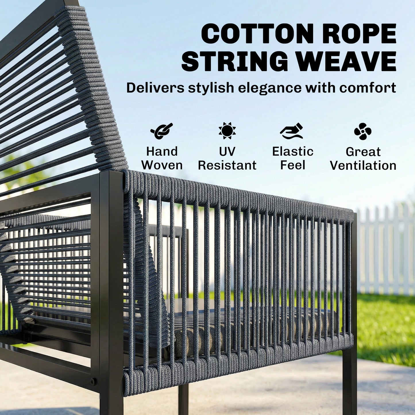 Garden Dining Set, Outdoor Table and Chairs with Foldable Backrest