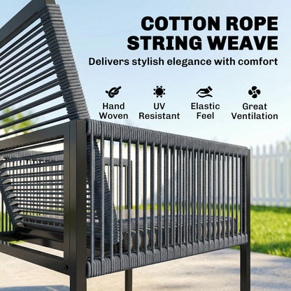 Garden Dining Set, Outdoor Table and Chairs with Foldable Backrest