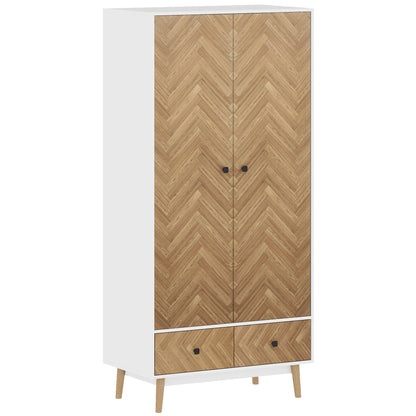 Cabinet Wood-Effect Sticker Surface with 2 Storage Shelves, White