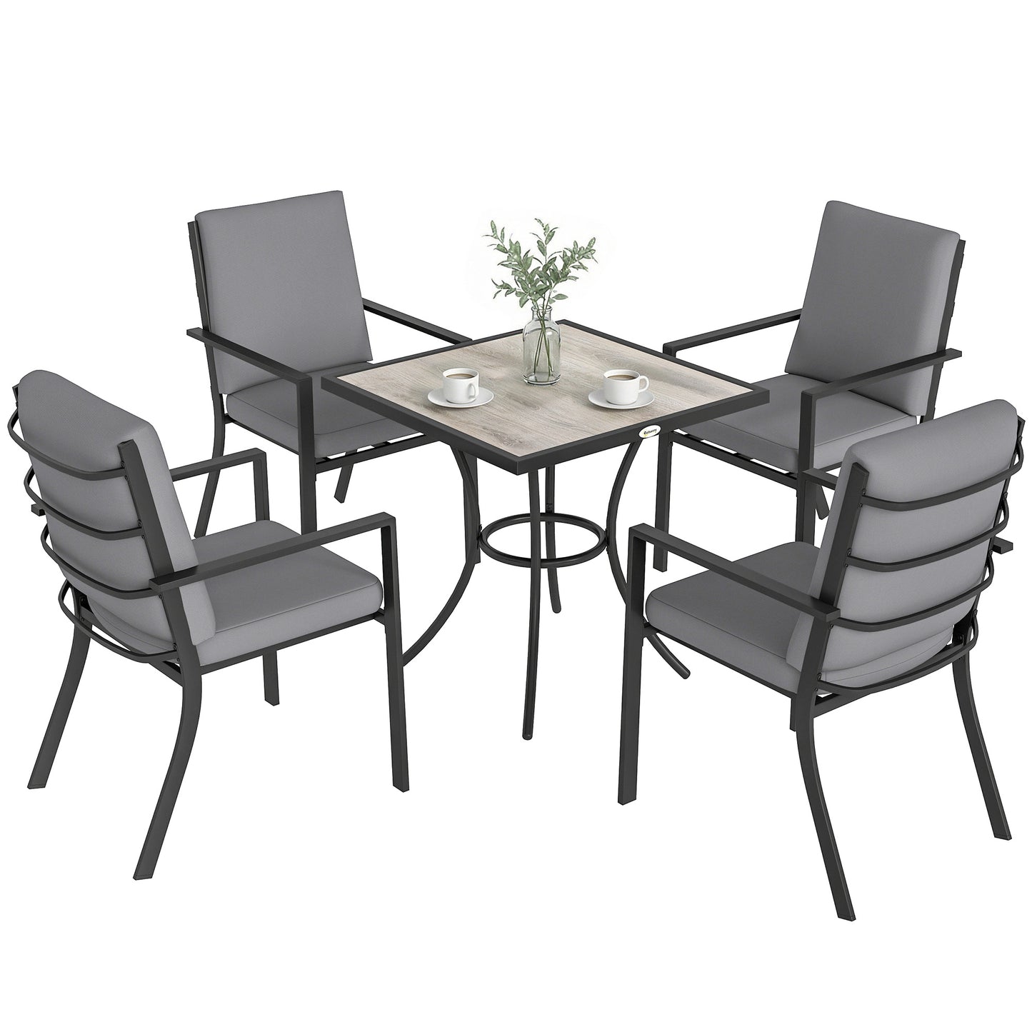 5 Pieces Outdoor Dining Set with Cushions, Garden Dining Set for 4