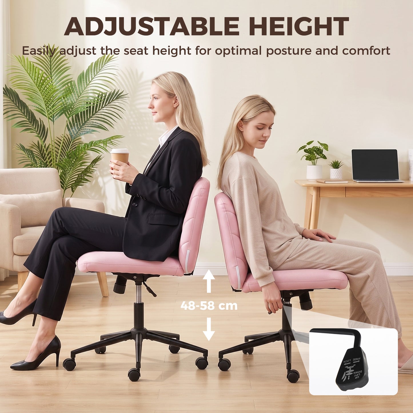 Criss Cross Legged Office Chair Height Adjustable Pink