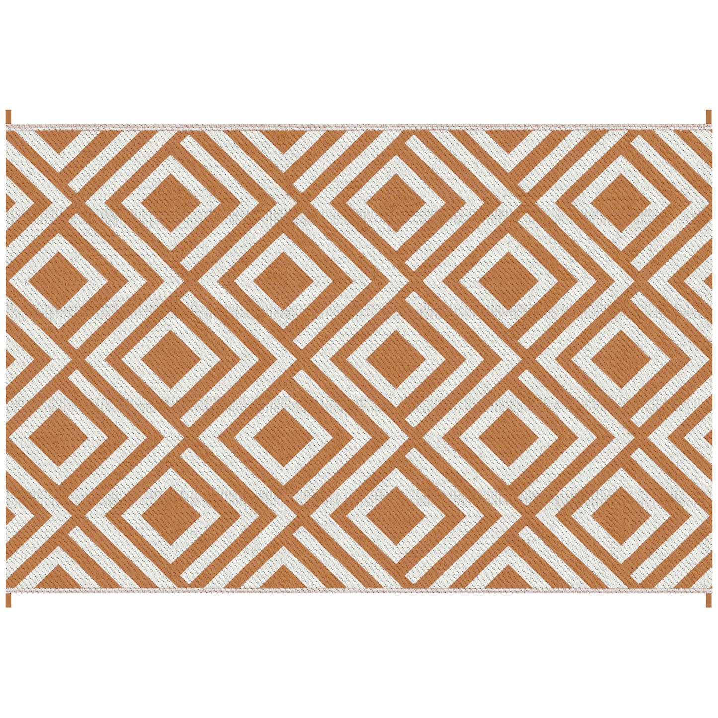 Reversible Outdoor Rug with Carry Bag and Ground Stakes, Waterproof Plastic Straw Mat for Backyard, Deck, RV, Picnic, Beach Brown & White