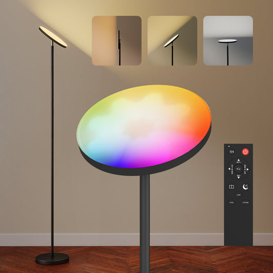 RGB Floor Lamp with Rotatable Head, Modern Standing Lamp, Black