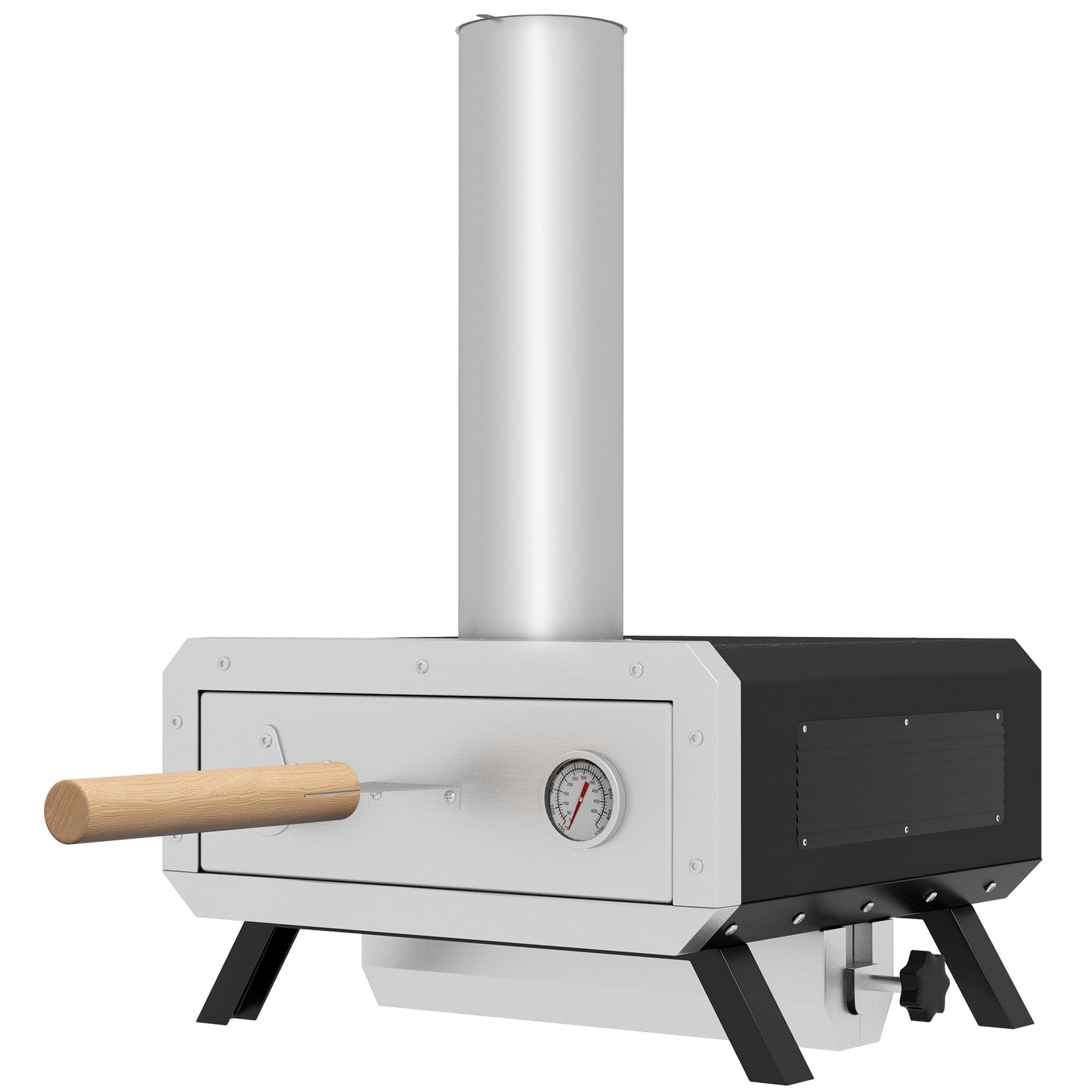 Warehouse Clearance Sale -  Portable Wood Pellet Pizza Oven with 12" / 30cm Rotating Pizza Stone, Peel and Cover, Wood Fired Pizza Maker with Thermometer