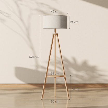 Bedside Light with Storage Shelf and Linen Shade, Natural